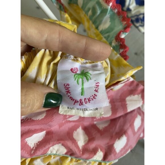 Shrimp & Grits toddler girls Floral Romper Size 3 Pink Yellow Blue Ruffle (S72) - Picture 4 of 5